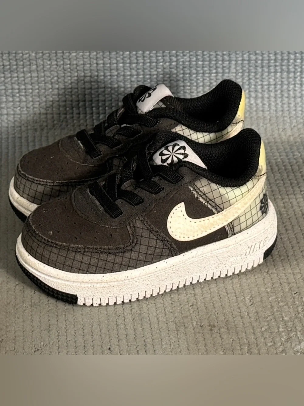 Nike Air Force 1‎ Crater (TD) Black Volt Shoes DH4089-001 Toddler Size 5C